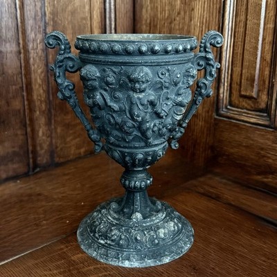 Victorian English Renaissance Revival Cherub Urn Vase Cachepot