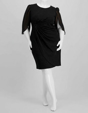 Connected Womens' Black Round-Neck Cape-Sleeve Glitter Dress Plus Size: 22W