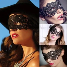 5pcs Elegant Gothic Lace Eye Mask Set - Half-Face Covers with Floral Patterns,