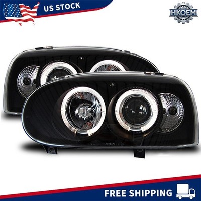 2X Smoked Angel Eyes Headlight Head Lights Lamps for VW Golf MK3 1991-1997
