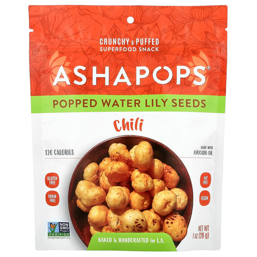 Popped Water Lily Seeds, Chili, 1 oz (28 g)