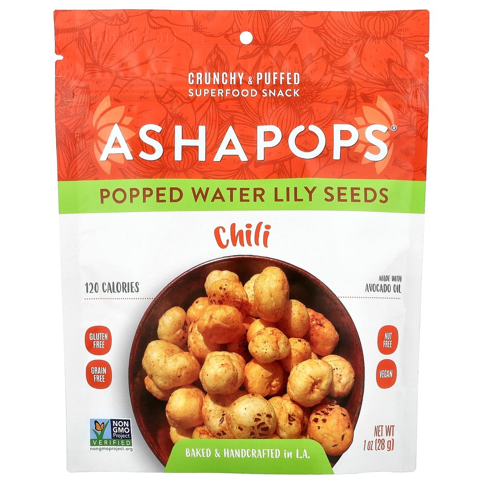 Popped Water Lily Seeds, Chili, 1 oz (28 g)