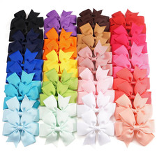 40Pcs 3 Inch Boutique Grosgrain Ribbon Pinwheel Hair Bows Alligator Clips for Gi