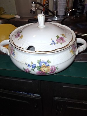 Vintage Thun Carlsbad Czechoslovakia Hand Paintef Floral Teureen 1950s