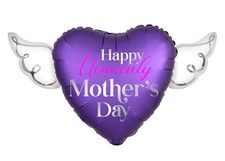 Heavenly Balloons Happy Heavenly Mother's Day Heart Shaped Balloon with Angel...