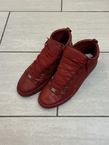 Balenciaga Arena Red Leather High Top Sneakers Size 45