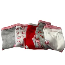 Christmas Brief Panties 5 Pack 100% Cotton In Junior Sizes 12, 14, 16 New
