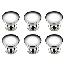 6x Cupboard Door Knobs Cabinet Knobs Drawer Pulls 22mm Chrome with Screws
