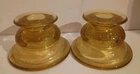 Pair Federal Madrid Amber Glass Candlestick Or Votive Candle Holders 2 1/8" Tall