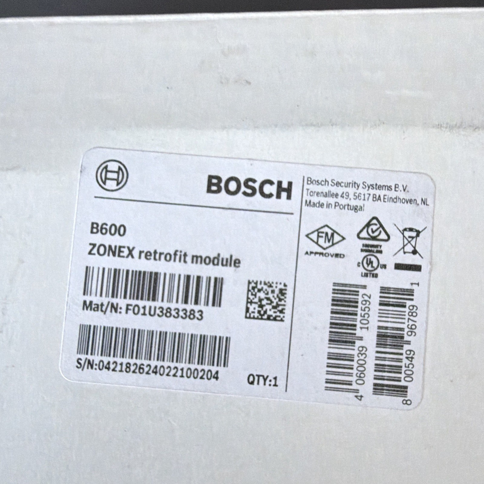 Bosch B600 ZONEX Retrofit Module Alarm Module MPN F01U383383