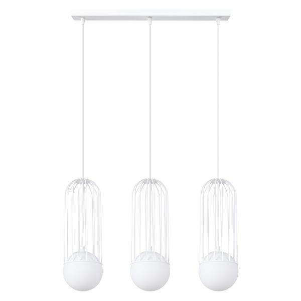 Suspension acier blanc G9 Brina triple éclairage orientable