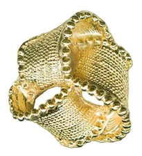 Doncaster 13 Gold Tone Beaded Edge Ribbon Knot Metal Shank Buttons Free Ship+Ins