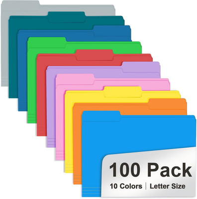 File Folder, RAZCC Colored File Folders, 1/3 Cut Tab File Folder Letter Size, Fi