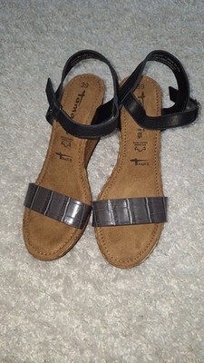 Sandalen Riemchenpumps Keilabsatz von Tamaris Gr. 39 neu o. Etikett schwarz-grau