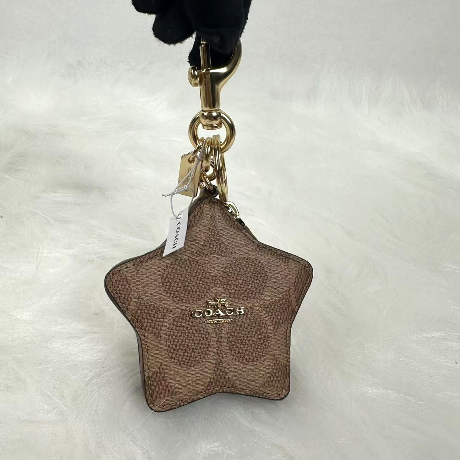 Coach Signature Canvas Star Bag Charm Pouch