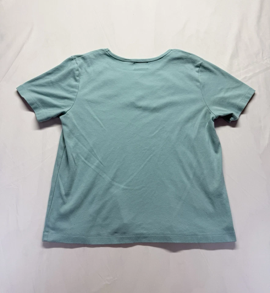 Camiseta Top Madison Taylor Mujer Talla L Azul Floral Encaje Cuello Camiseta Bordada Foto 2 de 3