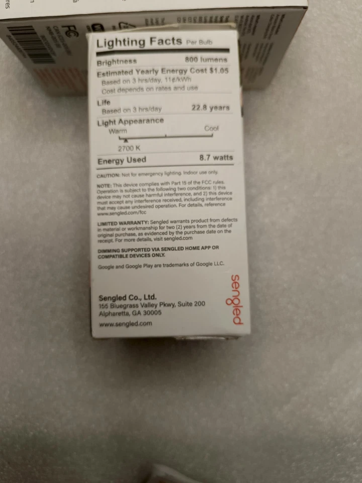 Sengled Smart WiFi LED Bombilla de luz diurna NO REQUIERE CONCENTRADOR-800 lúmenes-NUEVO-Caja Foto 2 de 4