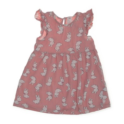 H&M, Kleid, Größe: 92, Pink/Weiß, Baumwolle, Sonstiges, Mädchen #Mv3