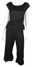 ISSEY MIYAKE PLEATS PLEASE Black Plisse Top  Pant Outfit Set 5 XXL 2XL