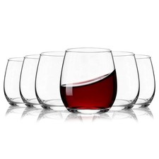 Ausune 6PCS 450ml Stemless Wine Glasses, Wine Glasses for Red, White,