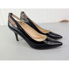 Nine West Black Leather Pointed Toe Pumps Stiletto Heels Women's 8.5M Classic