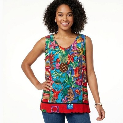 Vintage Key Lime Pie Sleeveless Tank Top Women Size S Tribal Summer Festival