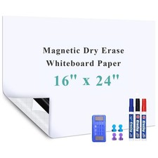 -Adhesive Office Whiteboard Sticker: 16" x 24" Magnetic Receptive Dry Erase W...