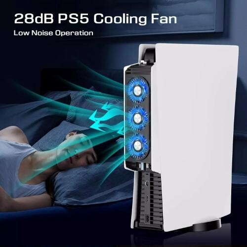 Ventilador PS5 con LED, velocidades dobles y 2 puertos USB 3.0 - para digital y CD - Imagen 1 de 7