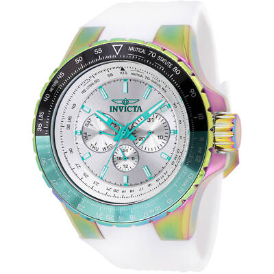 Invicta Men's Watch Aviator Chronograph Silver Dial White Silicone Strap 44611