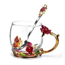 Gifts for Mom Women Mothers Day Glass Coffee Enamels Mug Best Birthday Red