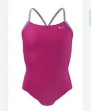 Nike Swim Girl's Solid Racerback One Piece Pink 12-13 YRS Swimsuit