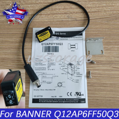 NEW For Banner Q12AP6FF50Q3 Square Photoelectric Sensor Switch 10-30VDC 100mA