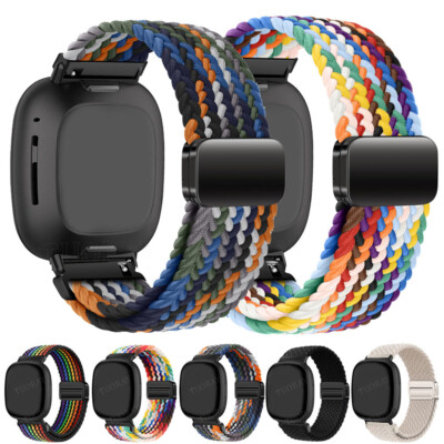 Braided Nylon Magnet Uhrenarmband Für Fitbit Sense 2 1/ Versa 3 4 Ersatz Armband