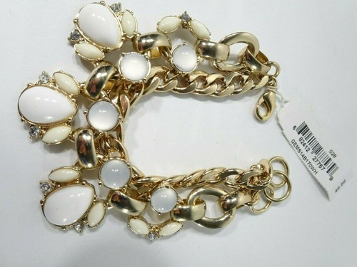 Pulsera Lee By Lee Angel Capri Eslabón Cabujón Frontal Nuevo con Etiquetas $48 Blanco - Imagen 4 de 6
