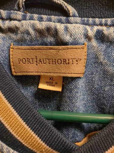 Vintage Port Authority Men"s size XL BOMBER varsity Denim Jean Jacket - Picture 4 of 12