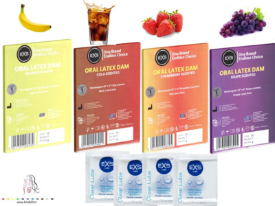   4 x EXS Schutztuch Dams Aromen Banane / Cola / Erdbeere / Traube Oral