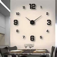 Wanduhr Uhr 3D Wandtattoo Deko Design Spiegel Edelstahl Wand Uhr Groß ~