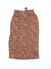 Boohoo Womens Orange Polyester Blend Wrap Skirt Size 6 Tie Leopard Prin
