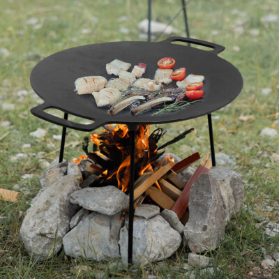 CastIron Fire Pit Garden Patio Burner Pancake ForWood Charcoal Camping  Stove Pan UK