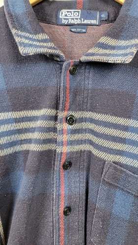 Vtg Polo Ralph Lauren Henley Pullover Men's XL Plaid Oversized Baggy 90s Tartan - Picture 7 of 10