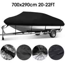 20-22FT Black For Fish Ski Bass V-Hull Waterproof 210D Heavy Duty Boat UV Cover