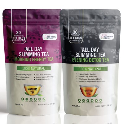 All Day Slimming Tea for Weight Loss - All Natural 30 Days Detox Tea That Fla...