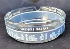 Caesars Palace CASINO (Las Vegas) Blue Grecian Romans Glass Ashtray (EUC)