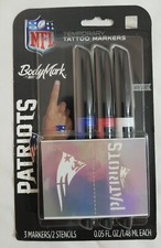 BodyMark BIC Temporary Tattoo Marker NFL Series New England Patriots Blue Red Wt