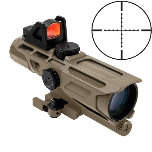 VISM 3-9x40mm Tactical Scope Black Tan P4 Sniper Mil Dot Reticle Micro Red Dot - Picture 3 of 10