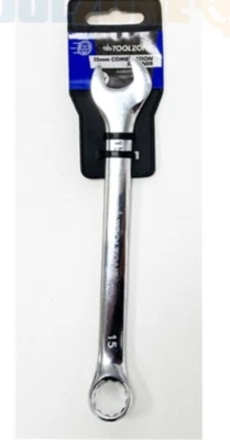 TOOLZONE Metric Combination Spanner 15mm Chrome Vanadium Open & Ring End Spanner Tool