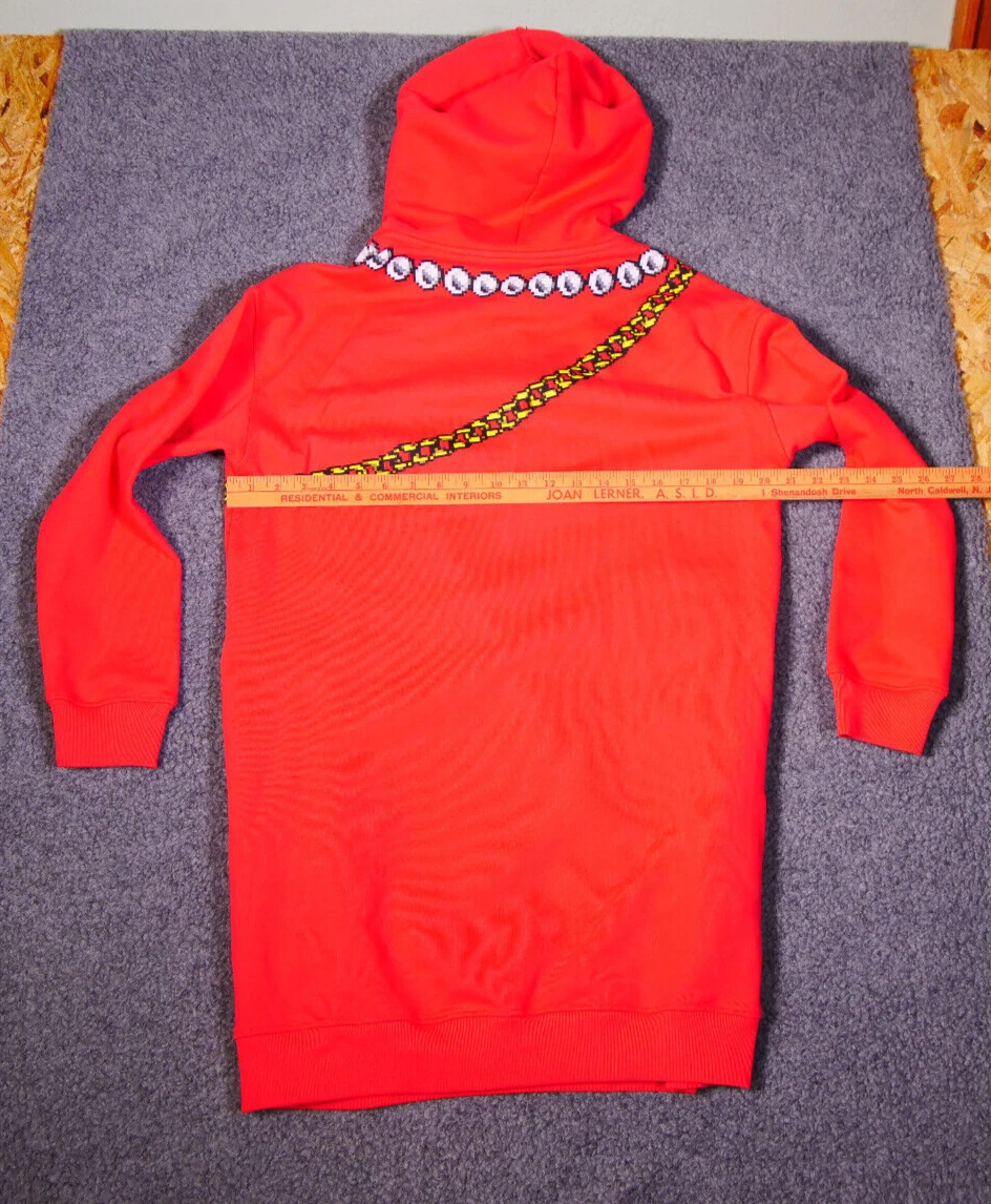 Moschino Pixel Capsule abito corto con cappuccio rosso multi taglia 40