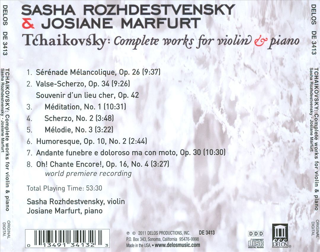 Sasha Rozhdestvensky Tchaikovsky Complete Violin & Piano Works New CD