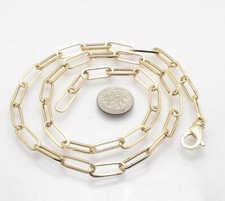 Fashion Elongated Paper Clip Chain Necklace Real 14K Yellow Gold 14" thru 46"