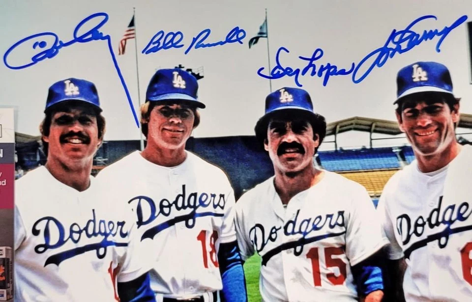 Dodger Infield signed 8x10 Photo Russell Garvey Cey Lopes autograph JSA - Image 2 of 4